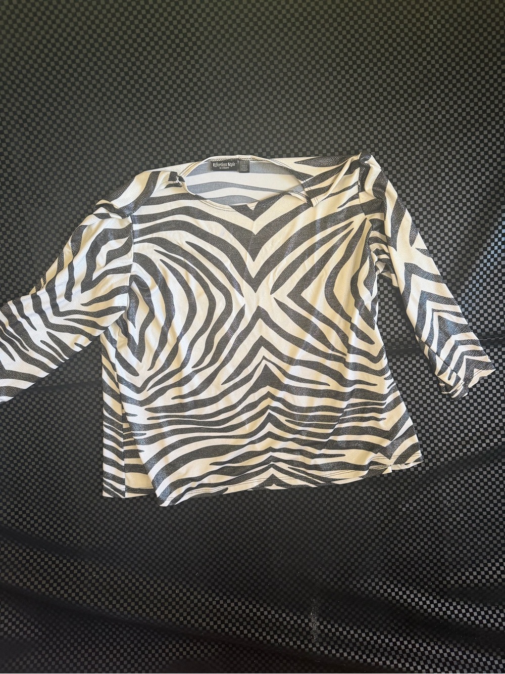 Y2K White and Black Zebra Print Top